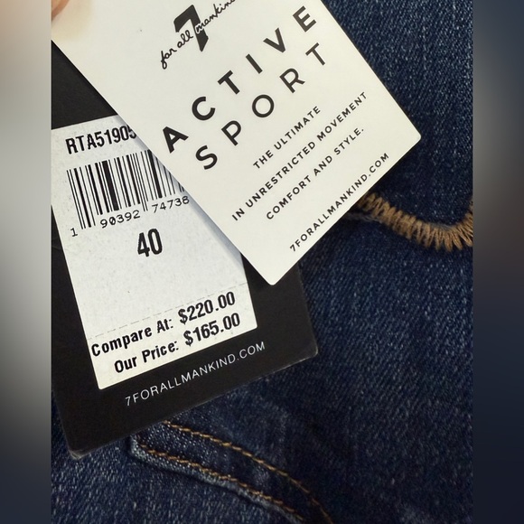 7 For All Mankind Standard Straight Leg Jeans Mens 40 Active Sport NWT - Picture 4 of 4